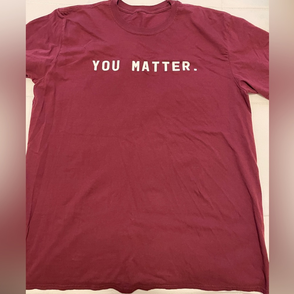 Mens Burgundy “You Matter” Graphic Tee- Size Large